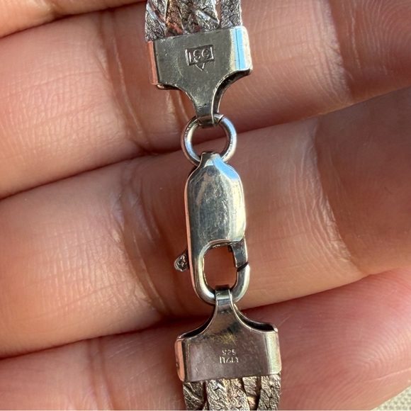 ISC ITALY 925 |Vintage| Sterling Silver Lightweight Braided Herringbone Necklace - Picture 4 of 14